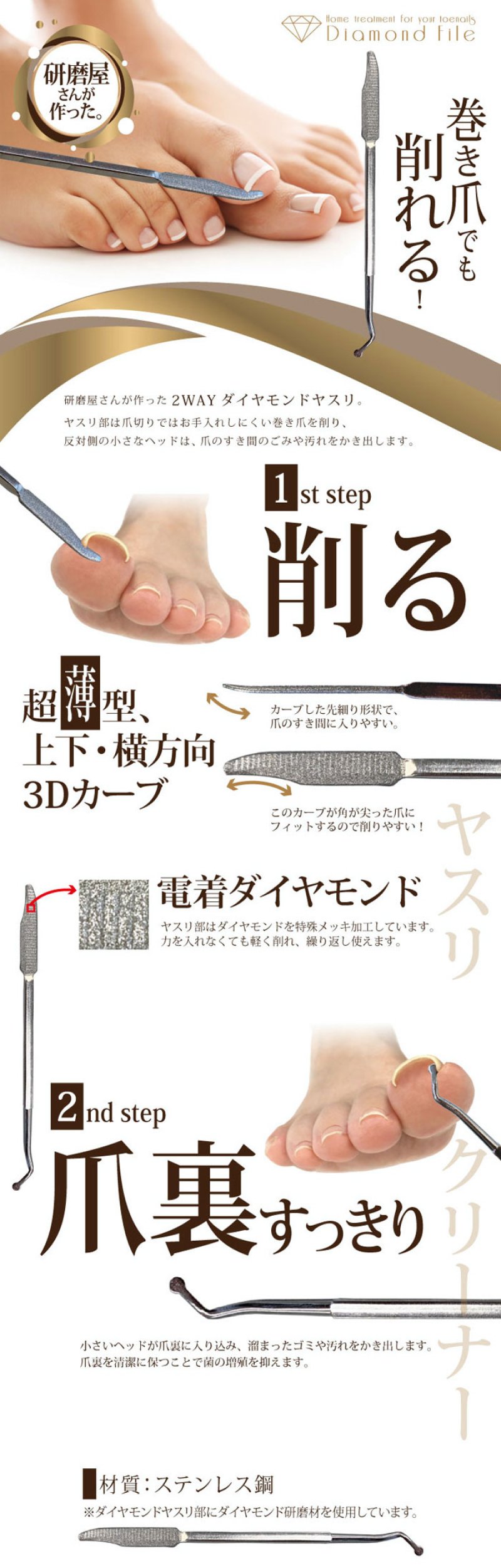 画像1: Rooro　巻き爪ペディファイル&クリーナー ［メール便OK］