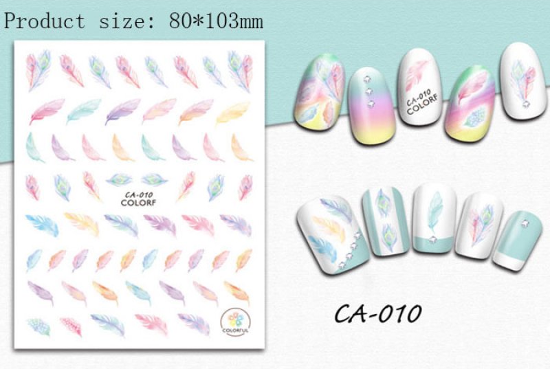 画像1: ネイルシール フェザー パステル CA-010［メール便OK］