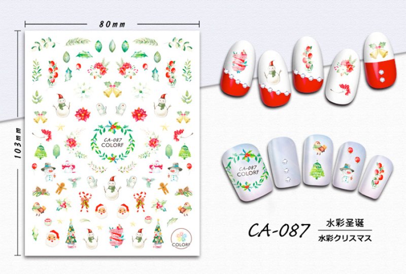 画像1: ネイルシール 水彩クリスマス CA-087［メール便OK］