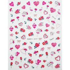 画像1: ネイルシール ローズ フラミンゴ HANYI-317 ※パッケージなし［メール便OK］ (1)