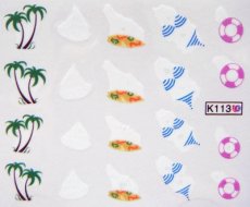 画像1: 50%オフ 在庫限り ウォーターネイルシール サマー K113［メール便OK］ (1)