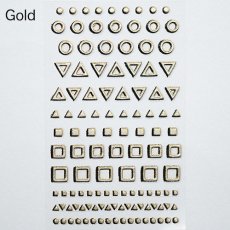 画像2: ビー・エヌ アンティークメタル調スタッズシール 幾何学 ゴールド/シルバー LCNF-01 ※パッケージなし［メール便OK］ (2)