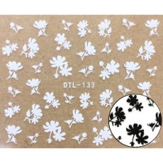 画像1: ネイルシール 花シルエット ホワイト/ブラック DTL-133［メール便OK］ (1)