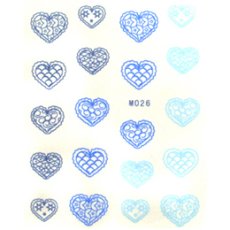 画像1: 在庫限り ウォーターネイルシール ハートレース ブルー  M026［メール便OK］ (1)