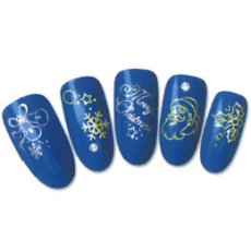 画像1: ウォーターネイルシール メタルパーツ クリスマス ゴールド/シルバー C051［メール便OK］ (1)