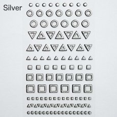 画像3: ビー・エヌ アンティークメタル調スタッズシール 幾何学 ゴールド/シルバー LCNF-01 ※パッケージなし［メール便OK］ (3)