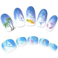 画像2: 50%オフ 在庫限り ウォーターネイルシール サマー K113［メール便OK］ (2)