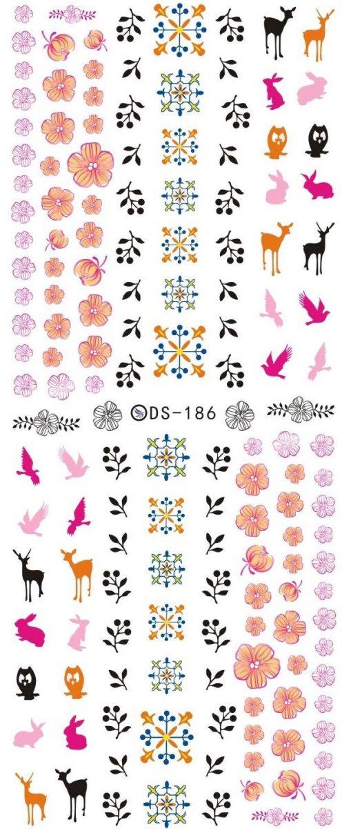 画像1: ウォーターネイルシール ラインフラワー ピンク DS-186 ※パッケージなし［メール便OK］ (1)