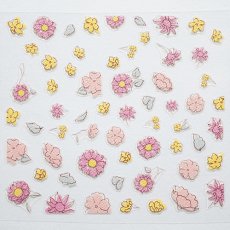 画像2: ビー・エヌ 3Dラバーアート フラワーシール 水彩画 フラワー FWO-3 ※パッケージなし［メール便OK］ (2)