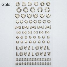 画像2: ビー・エヌ アンティークメタル調スタッズシール キュート ゴールド/シルバー LCNF-05 ※パッケージなし［メール便OK］ (2)