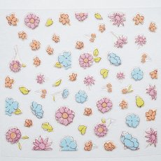 画像2: ビー・エヌ 3Dラバーアート フラワーシール 水彩画風フラワー ブルー FWO-1 ※パッケージなし［メール便OK］ (2)