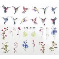 画像1: ウォーターネイルシール Bird & Dry Folower YZW-3107［メール便OK］ (1)