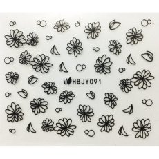 画像2: ネイルシール モダンフラワー ブラック HBJY091［メール便OK］ (2)