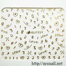 画像1: ネイルシール POP ナンバー ゴールド HBJY059［メール便OK］ (1)