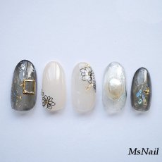 画像4: ネイルシール モダンフラワー ブラック HBJY091［メール便OK］ (4)