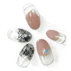 画像6: ネイルシール モダンフラワー ブラック HBJY091［メール便OK］ (6)