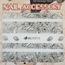 画像1: ネイルシール レース リーフ シルバー HBJY013［メール便OK］ (1)