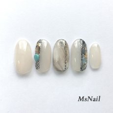 画像3: ネイルシール レース リーフ シルバー HBJY013［メール便OK］ (3)