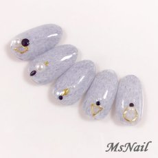 画像4: メタルスタッズ リーフ ブラック/グレイッシュホワイト 1x3mm 約100P［メール便OK］ (4)