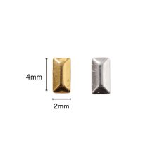 画像1: メタルスタッズ レクタングル 2x4mm 100個［メール便OK］ (1)
