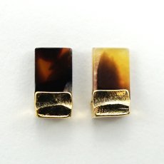 画像1: リアルストーン レクタングル 9×4mm アンバー 2個［メール便OK］ (1)