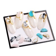 画像5: リアルストーン セミサークル 8×4mm 2個［メール便OK］ (5)