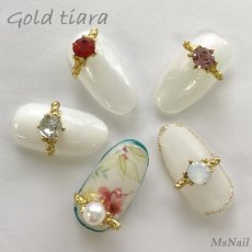 画像2: ネイルジュエリー ゴールドティアラ パール 2個 TG001［メール便OK］ (2)