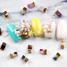 画像2: リアルストーン レクタングル 9×4mm アンバー 2個［メール便OK］ (2)