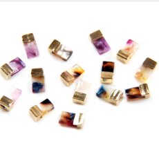 画像3: リアルストーン レクタングル 9×4mm アンバー 2個［メール便OK］ (3)