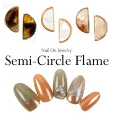 画像1: リアルストーン セミサークルフレーム付き 9×5mm 2個［メール便OK］ (1)